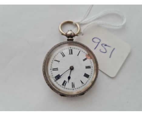 A ladies silver fob watch damaged to enamel dial 