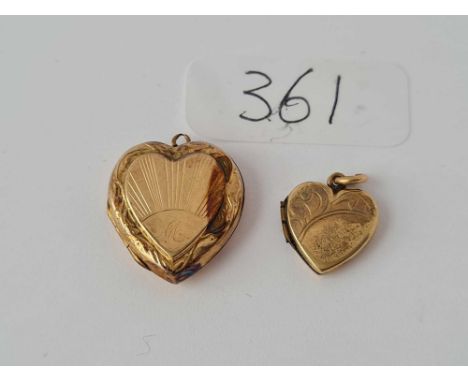 Two vintage 9ct back &amp; front heart lockets