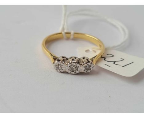 A three stone diamond illusion ring set in 18ct gold size R 2.9g inc