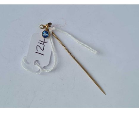 A sapphire and diamond stick pin set in gold 