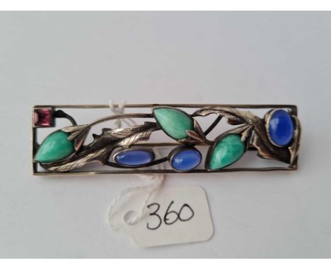 A good quality Arts &amp; Crafts stone set brooch 7cm wide 14g inc possibly by Sybel Dunlop