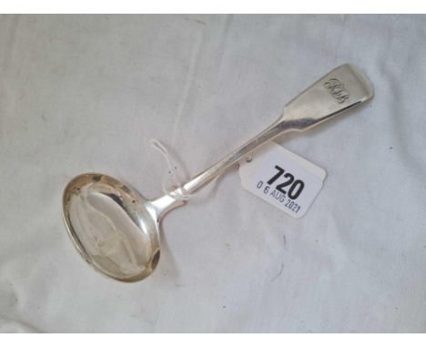 A Victorian sauce ladle with fiddle pattern, London 1852, by Script JW