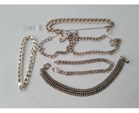 Six silver vintage bracelets  121g