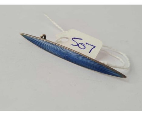 A blue enamel silver bar brooch 