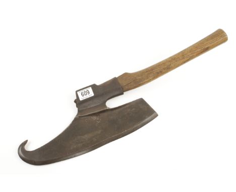 A rare 18c L/H Austrian goosewing side axe with unusual maker touch mark and 14" edge G+