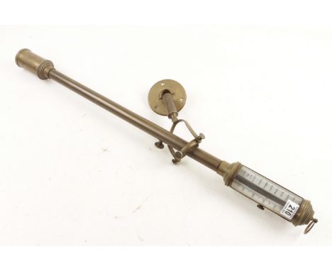 A ships brass barometer 37" long on wall mounted gimbel signed ROBY, Liverpool Glass face broken. G