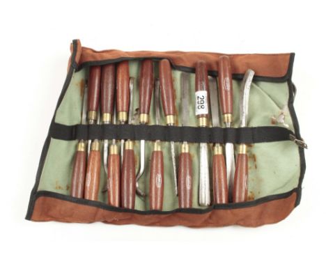 A set of 15 carving tools by MARPLES with mahogany handles G+