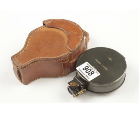 A 3" prismatic compass by STANLEY London No A1421 with G.S. and Crown, in orig leather case F