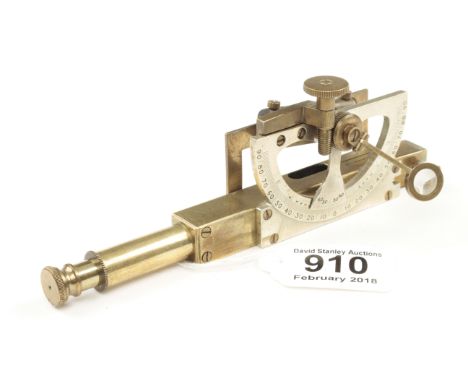 An extending brass Abney level and clinometer stamped R.S.A, Mk 1V B3513 with Broad Arrow G++