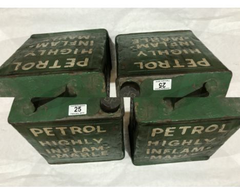 2 BP & Esso petrol cans
