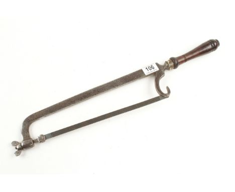 A Lancashire pattern hacksaw with mahogany handle 23" o/a G