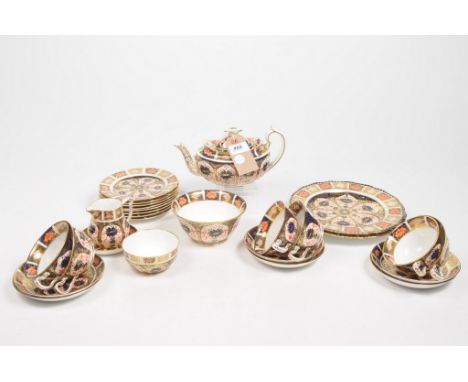 A Royal Crown Derby 'Imari' pattern tea serviceComprising teapot, milk jug, sugar bowl, slop bowl, six teacups, six saucers, 