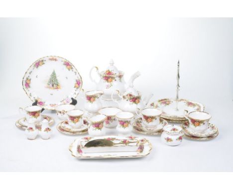 A collection of Royal Albert 'Old Country Roses' teawaresComprising cake stand, teapot, hot water pot, sugar bowl, lidded pot