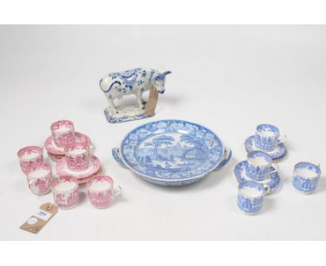 A Collection of 19th Century and later transfer printed ceramicsTo include a blue and white transfer printed hot water plate,