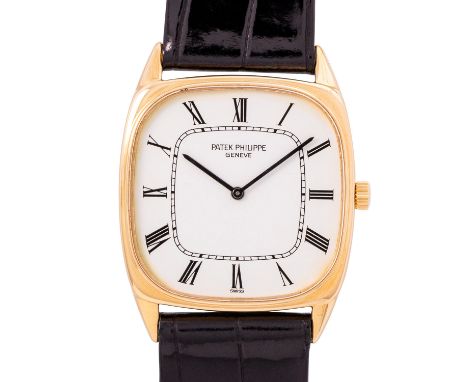 PATEK PHILIPPE Vintage Armbanduhr, Ref. 3666. Aus 1976. Gelbgold 18K. Handaufzug-Werk Kal. 175, funktionsfähig. Kompletter Se