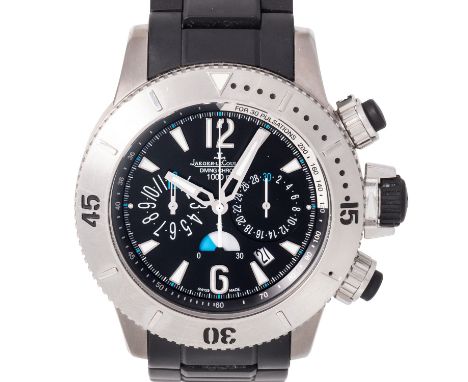 JAEGER LECOULTRE Master Compressor Diver Chronograph Ref. 160.T.25. Titangehäuse. Kautschuk-Gliederband mit original Jaeger L