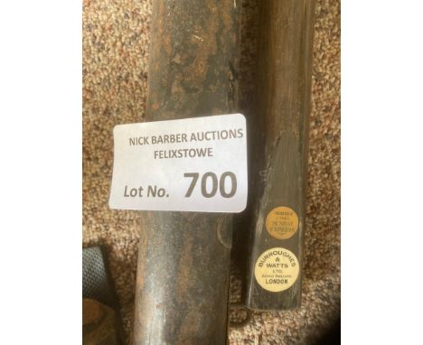 Collectables : Vintage snooker cue in metal tin 'Presented by the Sunday Express' at the base