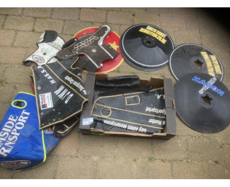 Speedway : Collection of equipment in back wheel spoilers, bike covers, fork covers etc in box