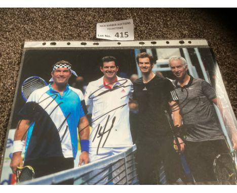 Tennis : Autographed 10x8 - difficult to get! Cash, Murray, Henman, McEnroe - all signed - great item
