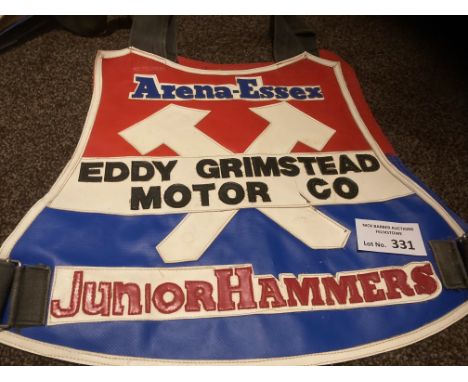 Speedway : Arena essex - Grimstead Motor Junior Hammers - race jacket 1980s No 4 - fine item