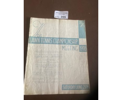 Tennis : Wimbledon rare vintage programme Sat 25th June 1937 -  prog creases - collectable item