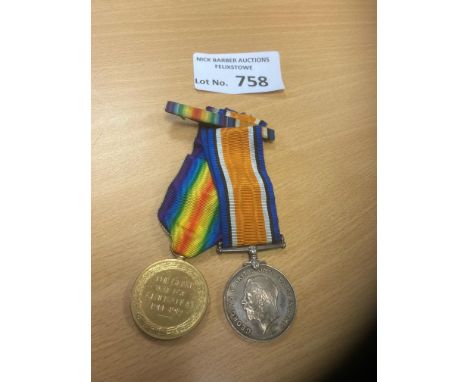 Collectables : Militaria - A set of two WW1 medals with ribbons in fine condition 281604 Pte F H Osman Hamps R.