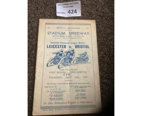 Speedway : Leicester Stadium v Bristol 06/05/1937 very rare item, rarely seen &amp; great condition - 16 pages