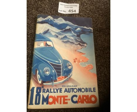 Motor Racing : Monte Carlo rally 18th 17-25 Jan 1939 programme - super iconic item 52 pages - lovely condition
