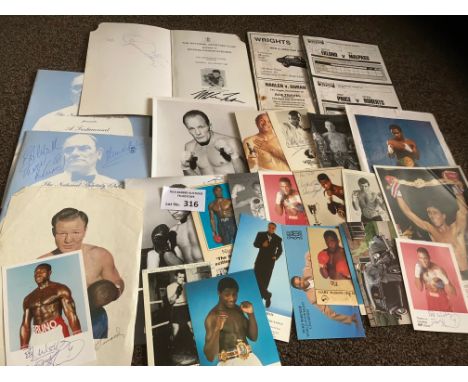 Boxing : A selection of signed items inc prog in honour of Harry Gibbs, Mike Tyson, Cooper, M Hope, Bruno, Benn, Conteh - con