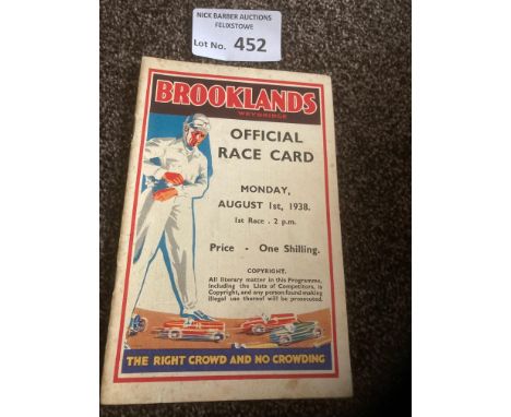 Motor Racing : Brooklands race meeting programme - super iconic item - condition great1/8/1938