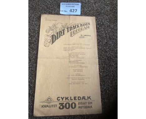 Speedway : Denmark - Dirt Track Racing - Denmark 1929 4 page card includes Ginger Lees - very rare unusual item?