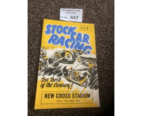 Stock Car : New Cross stadium programme 1st ever meeting 16/04/1954 in fine cond - historic item