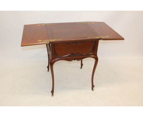 Late 19th / early 20th century mahogany Eclipse patent drinks cabinet of square form, the dual-hinged top operating cantileve