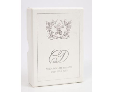 The Wedding of Prince Charles and Lady Diana Spencer 29th July 1981 - piece of wedding cake in original box with silver Princ