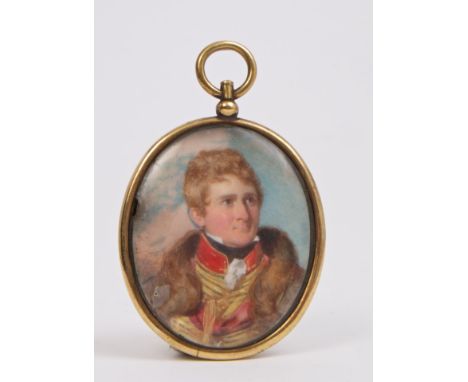 After Thomas Heaphy (1775 - 1835), miniature on ivory - portrait of Sir Augustus Simon Frazer in military attire, oval, 4.5cm