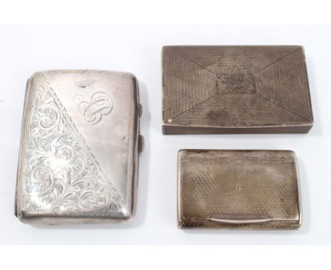 Early 20th century silver cigarette box (London 1927), silver cigarette case (Birmingham 1916) and silver snuff box (London 1