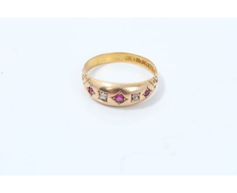 Victorian gold (15ct) ruby and diamond ring (Chester 1888).  Ring size Q½   CONDITION REPORT  Very good condition, good clear