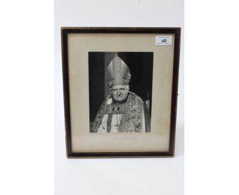 Baron Ramsey of Canterbury, Archbishop of Canterbury 1961 - 1974 - signed portrait photograph of the Archbishop in robes, sig