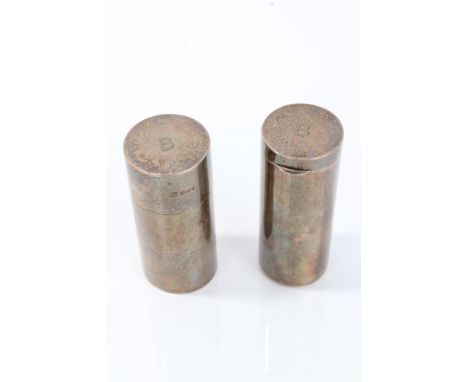 Late Edwardian silver travelling shaving brush and spare tube (London 1910), S. Drew & Son.  All at approximately 4ozs