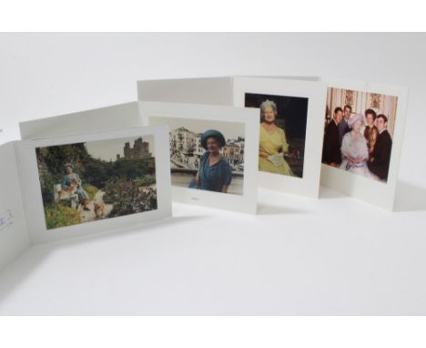 HM Queen Elizabeth The Queen Mother - four signed Christmas cards - 1984, 1985, 1986 and 1987 - with gilt embossed crown to c