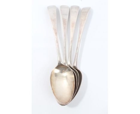 Set of four George III silver Old English pattern tablespoons, by Hester Bateman (London 1787)