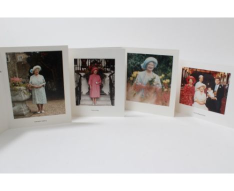 HM Queen Elizabeth The Queen Mother - four signed Christmas cards - 1988, 1989, 1990 and 1991 - with gilt embossed crown to c