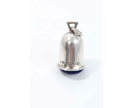 Unusual late Victorian novelty silver pin cushion in the form of a bell, hallmarked Sampson Mordan & Co. London 1899, 2.8cm h