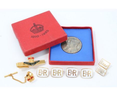 Collection of rare Australian Royal Tour enamel staff badges - comprising four ERII lapel badges, gilt and enamel crown stick