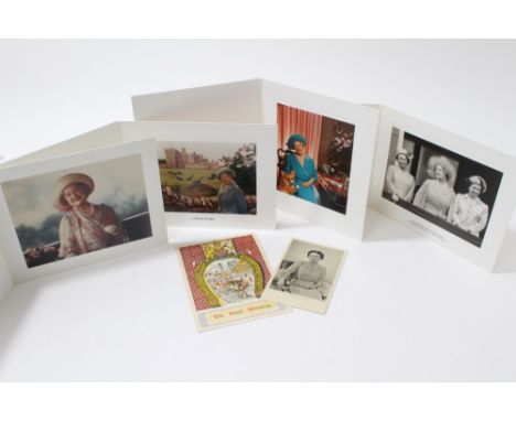 HM Queen Elizabeth The Queen Mother - four signed Christmas cards - 1980, 1981, 1993 and 1996 - each with gilt embossed crown