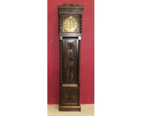 Early 18th century thirty hour longcase clock movement with 10.8 inch square dial, signed - 'Jn. Cole Bavum', with hour hand,