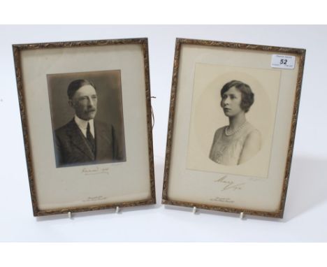 HRH Princess Mary The Princess Royal and The Earl of Harewood - pair signed presentation portrait photographs, by Speaight Lt