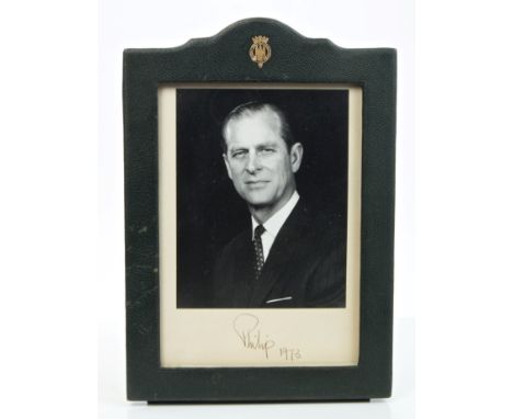 HRH Prince Philip The Duke of Edinburgh - signed 1970s Royal Presentation portrait photograph of The Prince wearing a suit, s