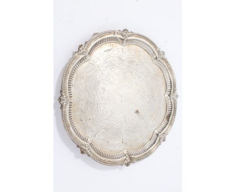 Victorian silver salver of octagonal form, with pierced border and flower-head rim, centre with engraved fern leaf decoration