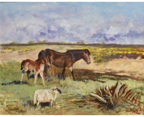 ALAN WARD (BRITISH, 1940-2019)  'Exmoor neighbours',  oil on panel, signed lower left, titled and dated 2005 verso, 39.5cm x 